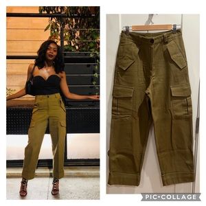 H&M green cropped cargo pant